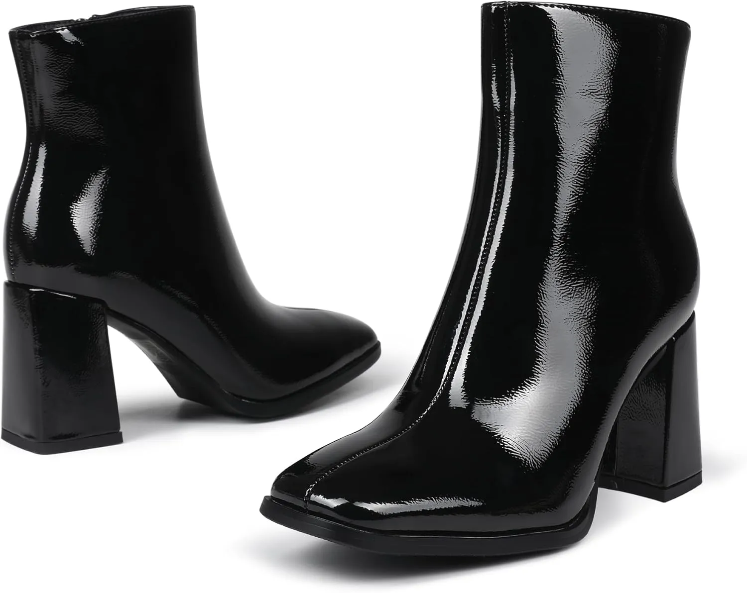 Womens Square Toe Ankle Boots Chunky Heel Causual Comfort Ankle Booties Dress Boots for Women